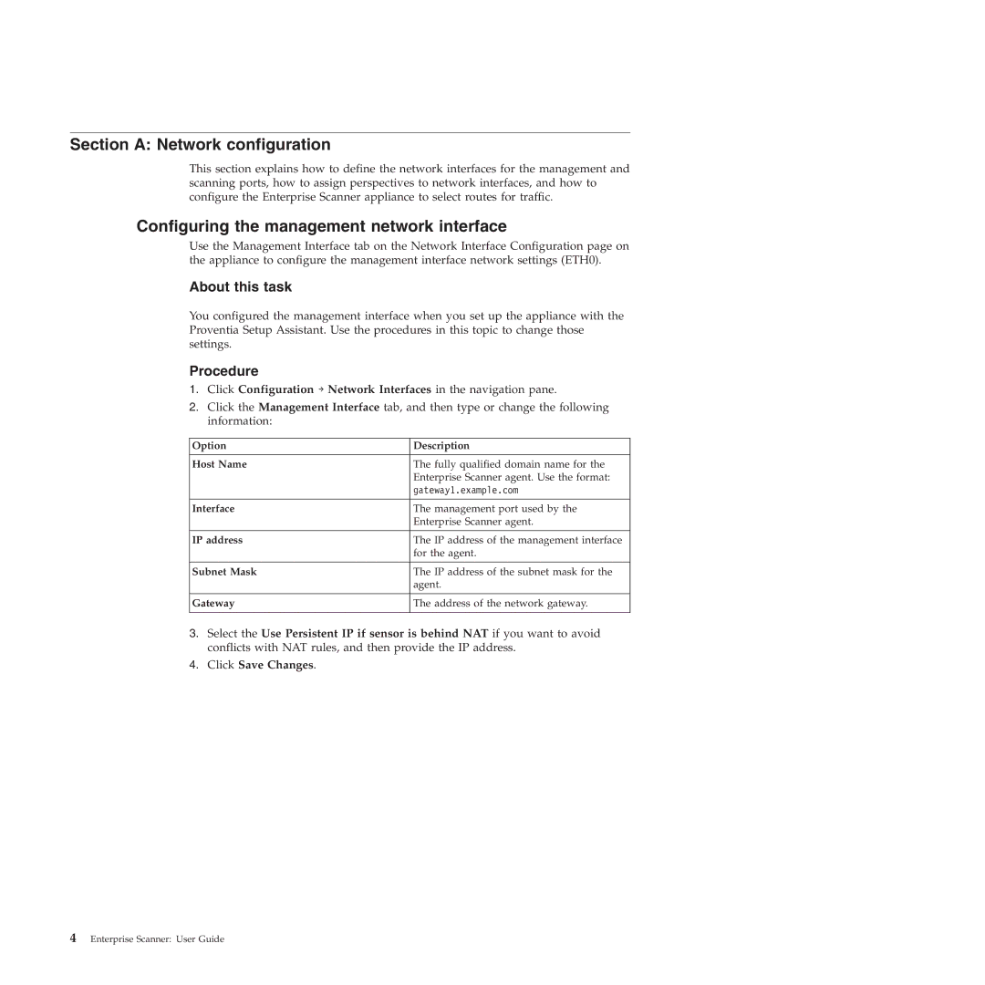 IBM Partner Pavilion 2.3 Section a Network configuration, Configuring the management network interface, About this task 