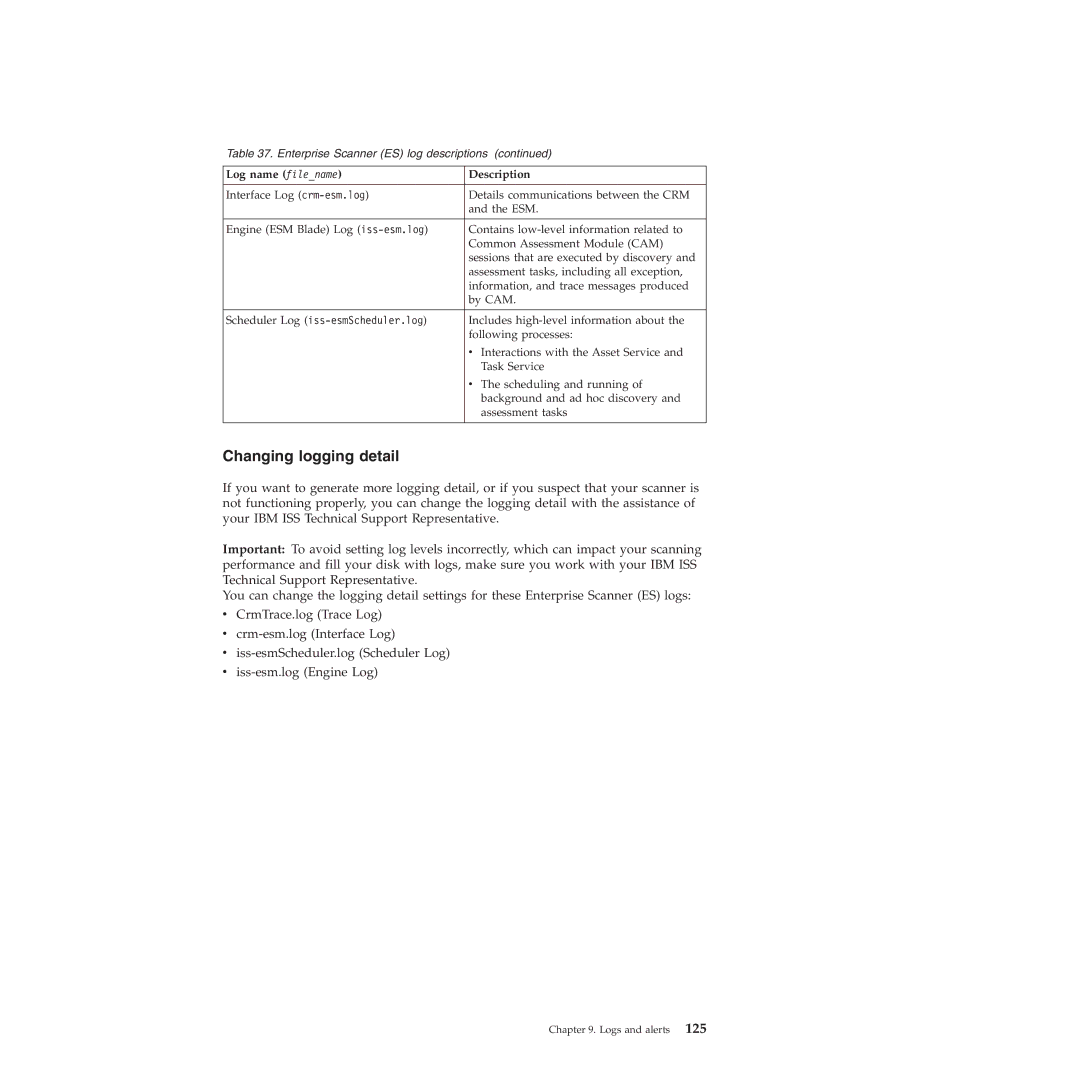 IBM Partner Pavilion 2.3 manual Changing logging detail 