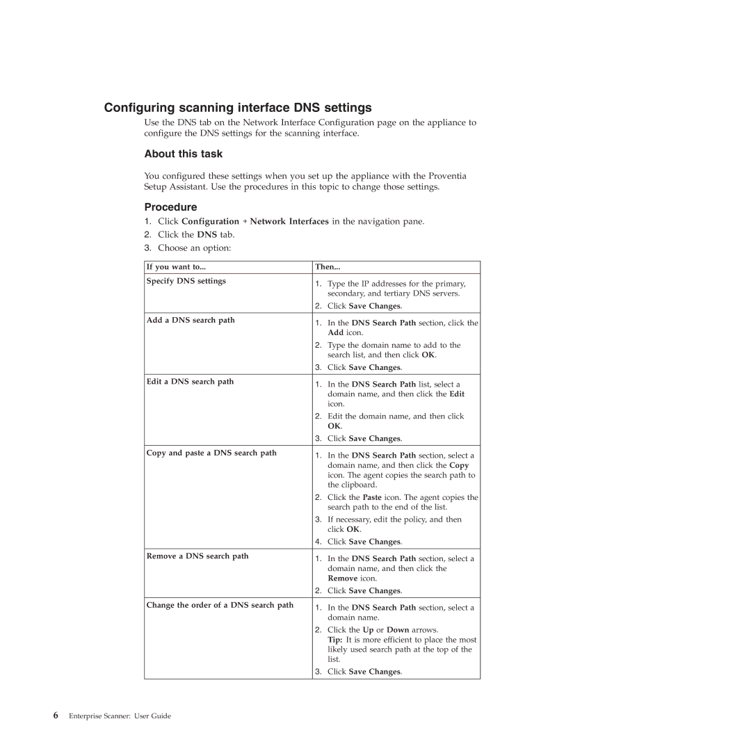 IBM Partner Pavilion 2.3 manual Configuring scanning interface DNS settings 