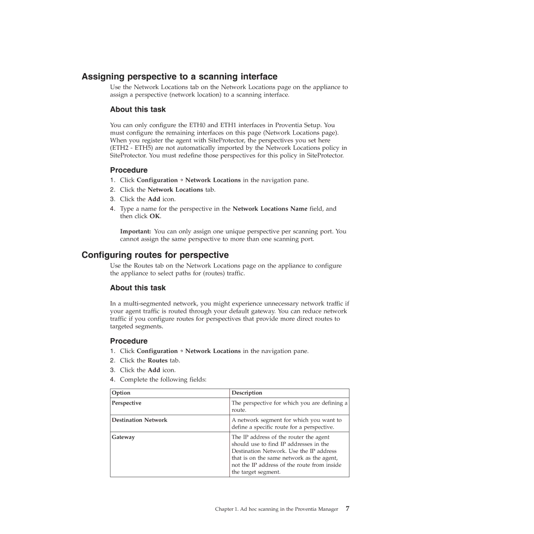 IBM Partner Pavilion 2.3 manual Assigning perspective to a scanning interface, Configuring routes for perspective 