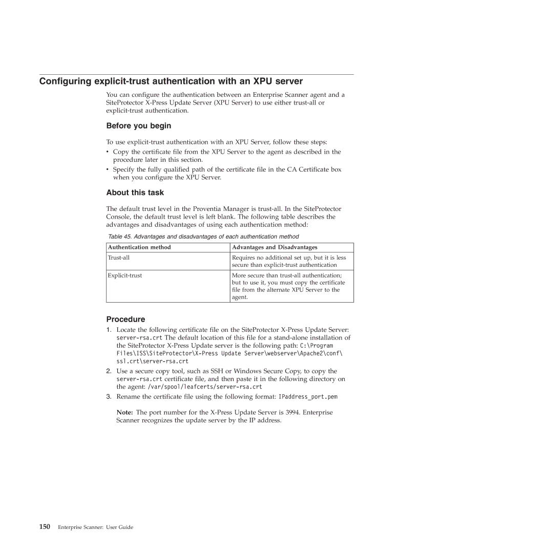 IBM Partner Pavilion 2.3 manual Configuring explicit-trust authentication with an XPU server 