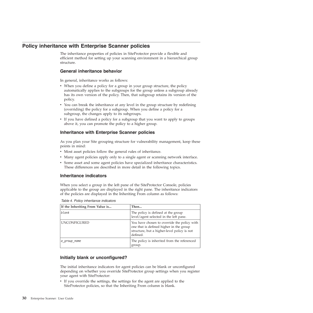 IBM Partner Pavilion 2.3 manual Policy inheritance with Enterprise Scanner policies, General inheritance behavior 