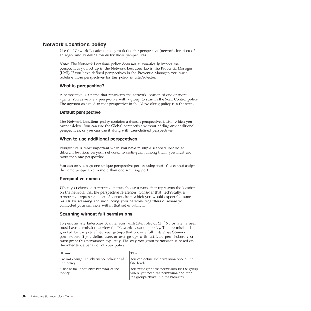 IBM Partner Pavilion 2.3 manual Network Locations policy 