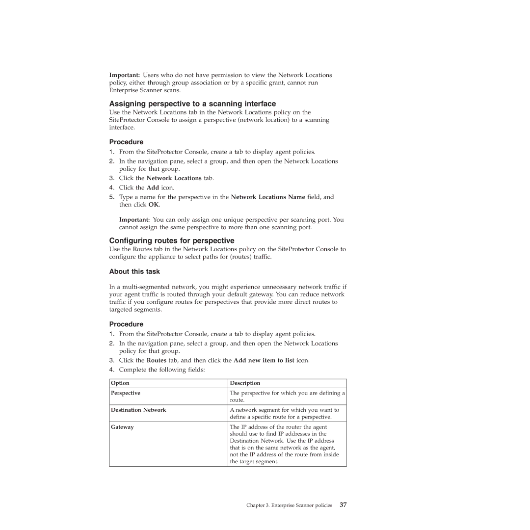 IBM Partner Pavilion 2.3 manual Assigning perspective to a scanning interface, Configuring routes for perspective 