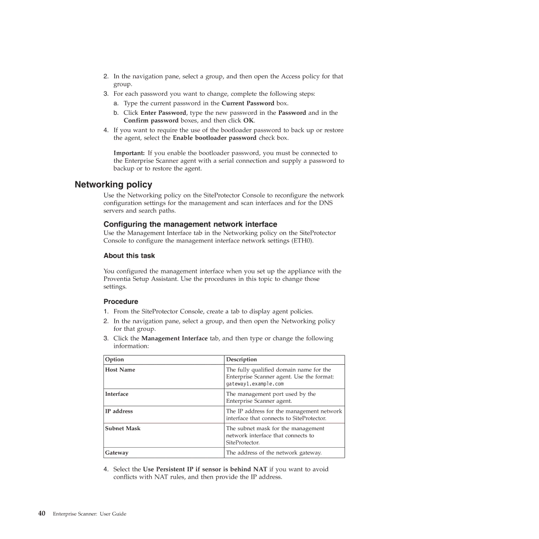 IBM Partner Pavilion 2.3 manual Networking policy, Configuring the management network interface 