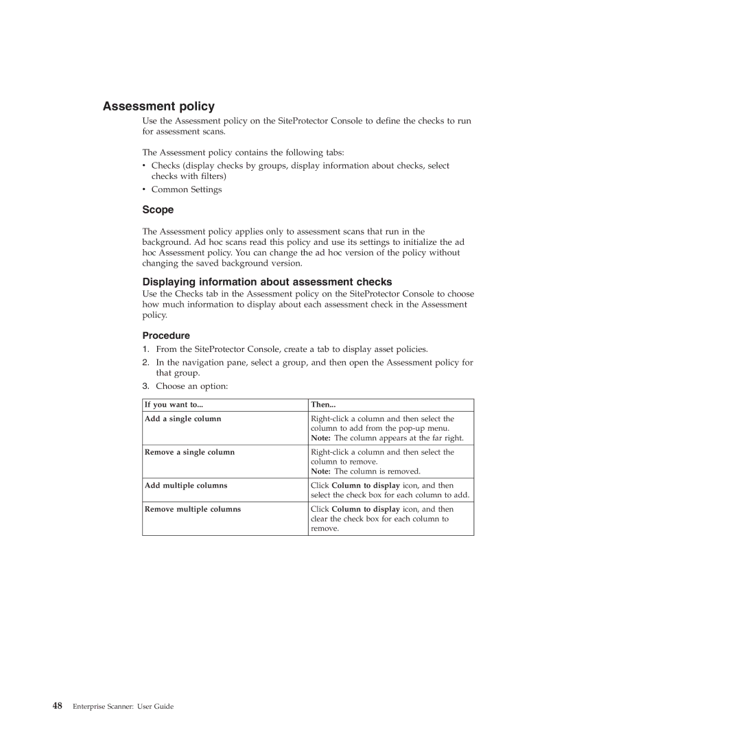 IBM Partner Pavilion 2.3 manual Assessment policy, Displaying information about assessment checks 