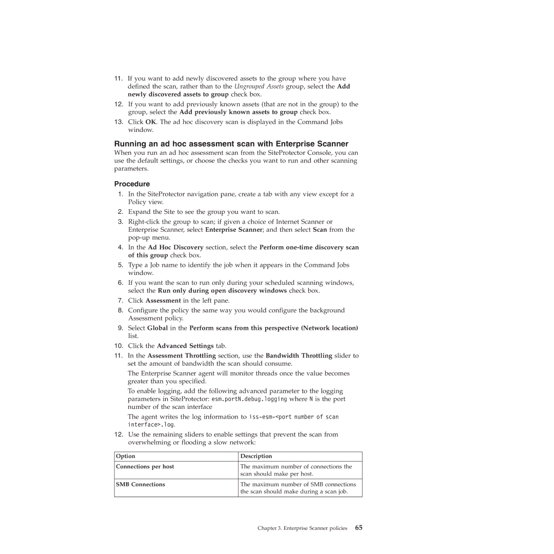 IBM Partner Pavilion 2.3 manual Running an ad hoc assessment scan with Enterprise Scanner 