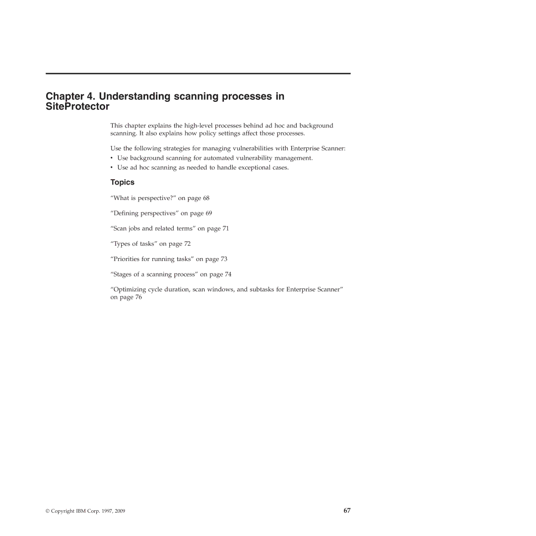 IBM Partner Pavilion 2.3 manual Understanding scanning processes in SiteProtector, Topics 