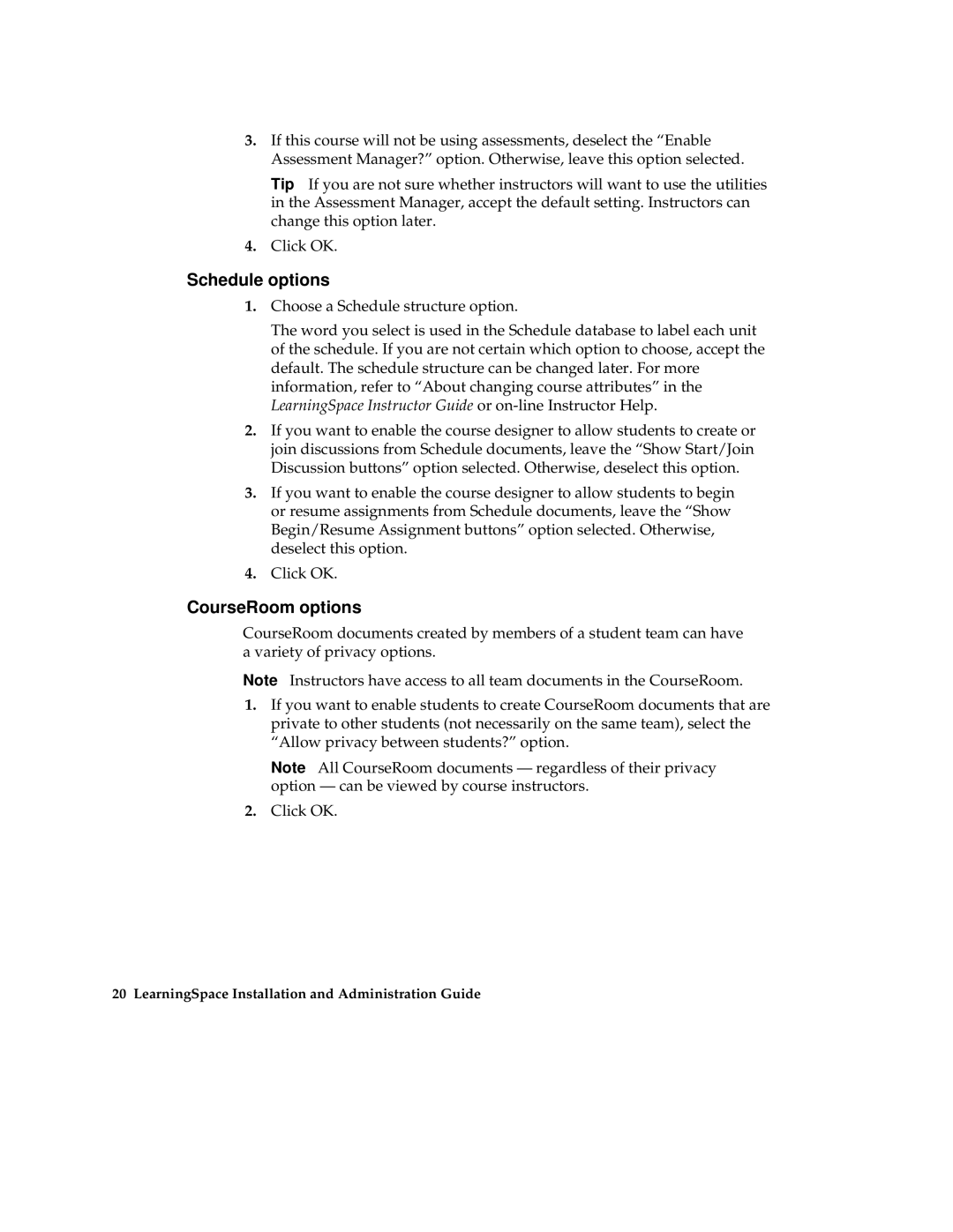 IBM Partner Pavilion 2.5 manual Schedule options, CourseRoom options 