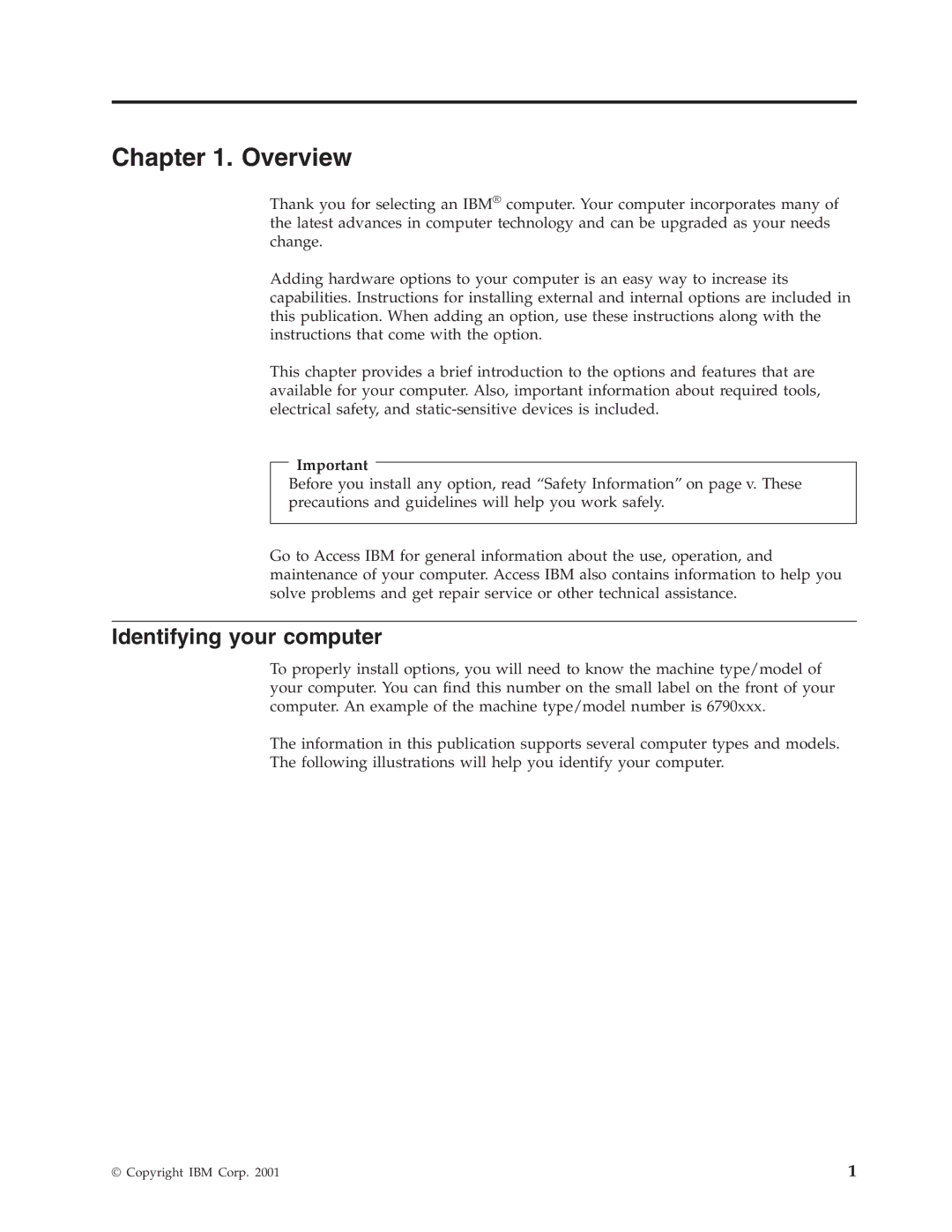 IBM Partner Pavilion 6793, 6343, 6349, 6791, 6790, 6792, 6795, 6825, 6350, 2292, 6794, 6823 manual Overview, Identifying your computer 