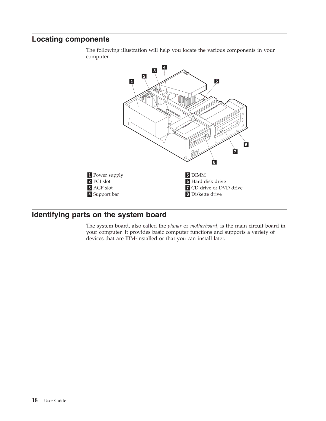 IBM Partner Pavilion 6795, 6343, 6793, 6349, 6791, 6790, 6792, 6825 Locating components, Identifying parts on the system board 