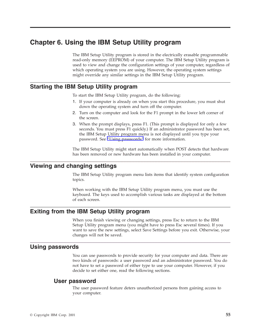 IBM Partner Pavilion 6825, 6343, 6793, 6349, 6791, 6790, 6792, 6795, 6350, 2292, 6794, 6823 manual Using the IBM Setup Utility program 