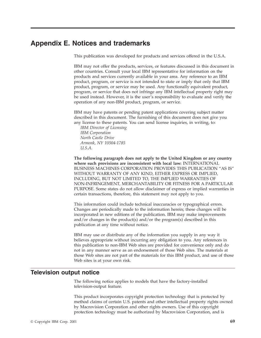 IBM Partner Pavilion 2292, 6343, 6793, 6349, 6791, 6790, 6792, 6795 Appendix E. Notices and trademarks, Television output notice 