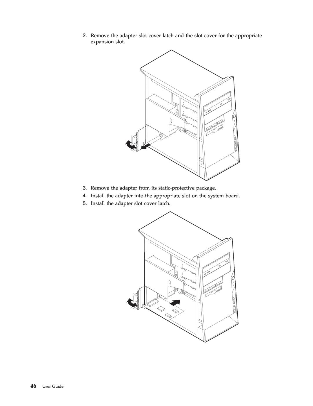 IBM Partner Pavilion 6794 Remove the adapter from its static-protective package, Install the adapter slot cover latch 