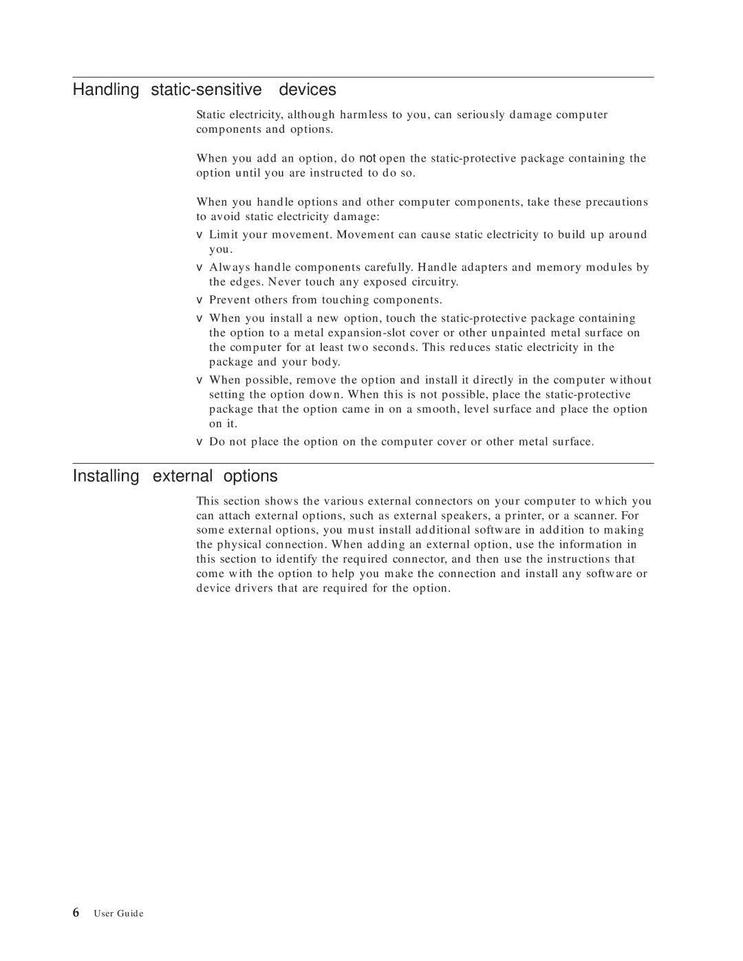 IBM Partner Pavilion 8122, 8138, 8137, 8131, 8124, 8123 manual Handling static-sensitive devices, Installing external options 