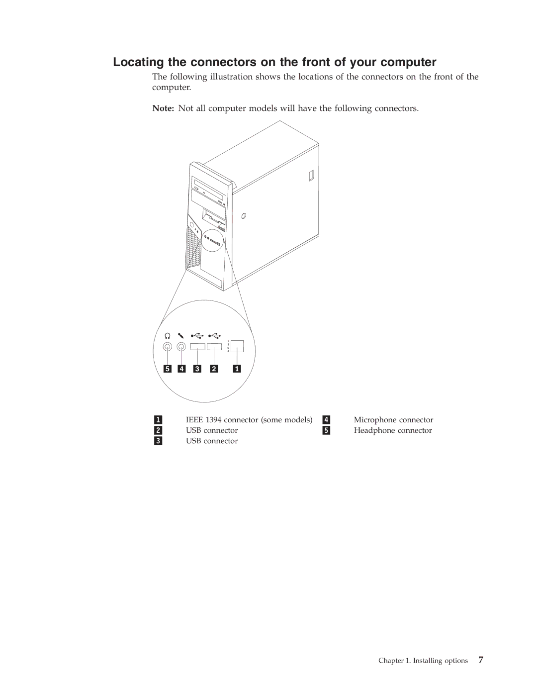 IBM Partner Pavilion 8123, 8138, 8137, 8131, 8124, 8122 manual Locating the connectors on the front of your computer 