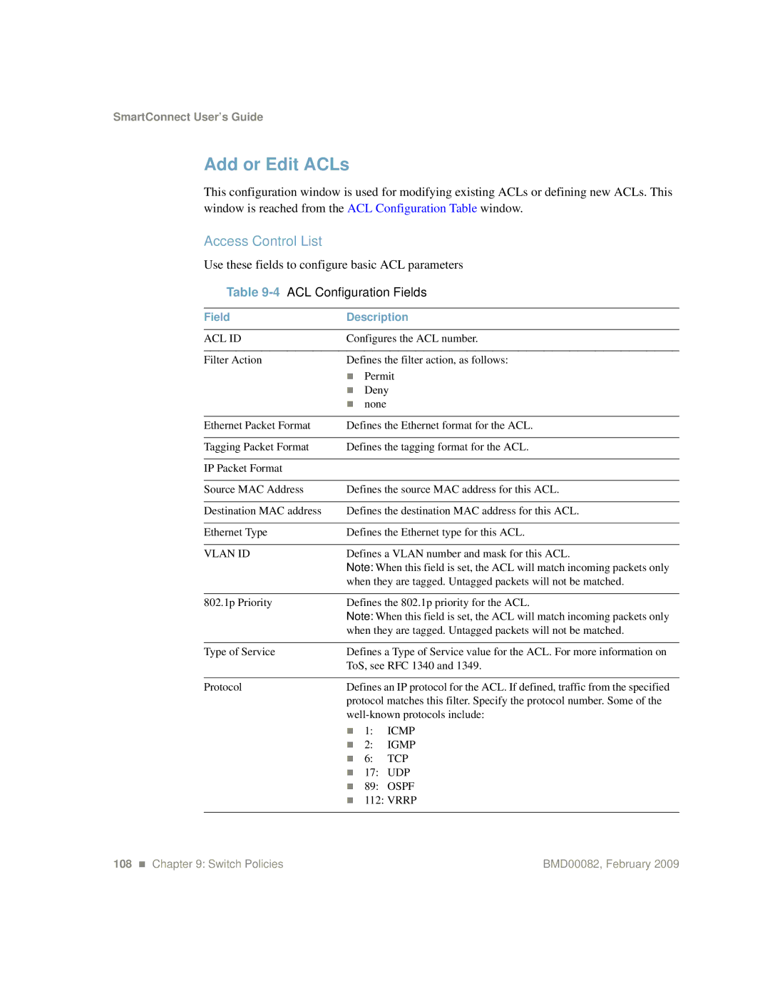 IBM Partner Pavilion BMD00082 manual Add or Edit ACLs, Access Control List, 4ACL Configuration Fields 