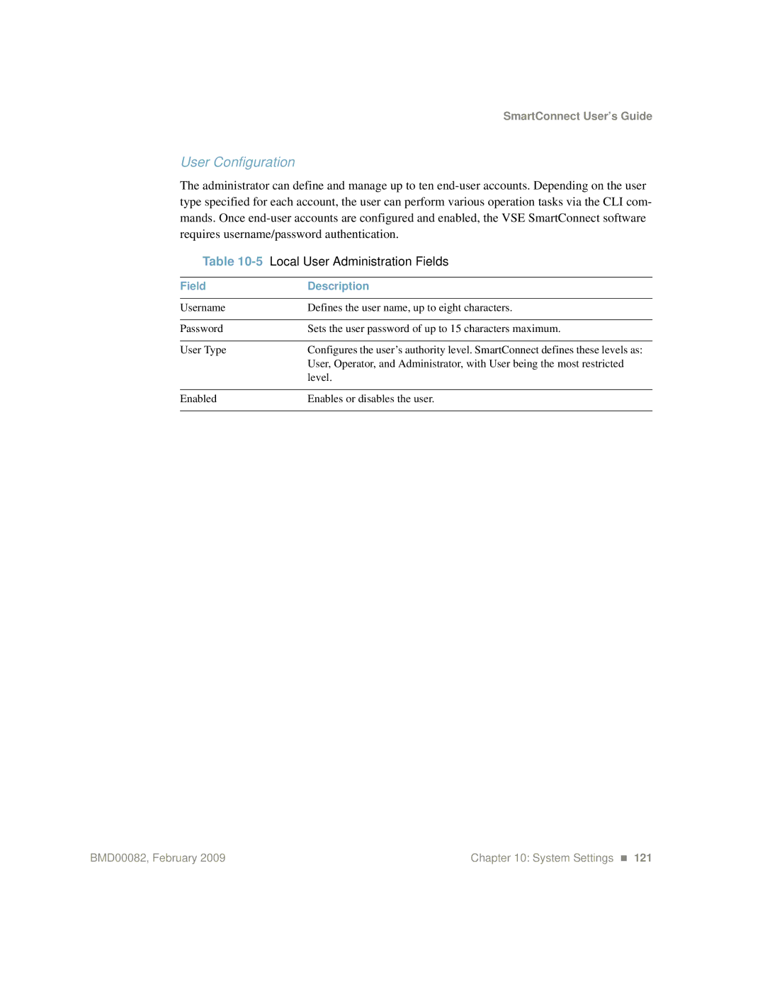 IBM Partner Pavilion BMD00082 manual User Configuration, 5Local User Administration Fields 