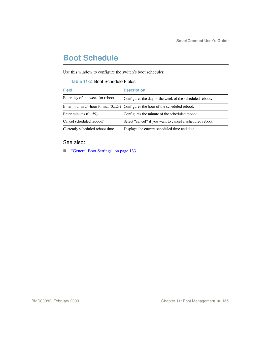 IBM Partner Pavilion BMD00082 manual 2Boot Schedule Fields 