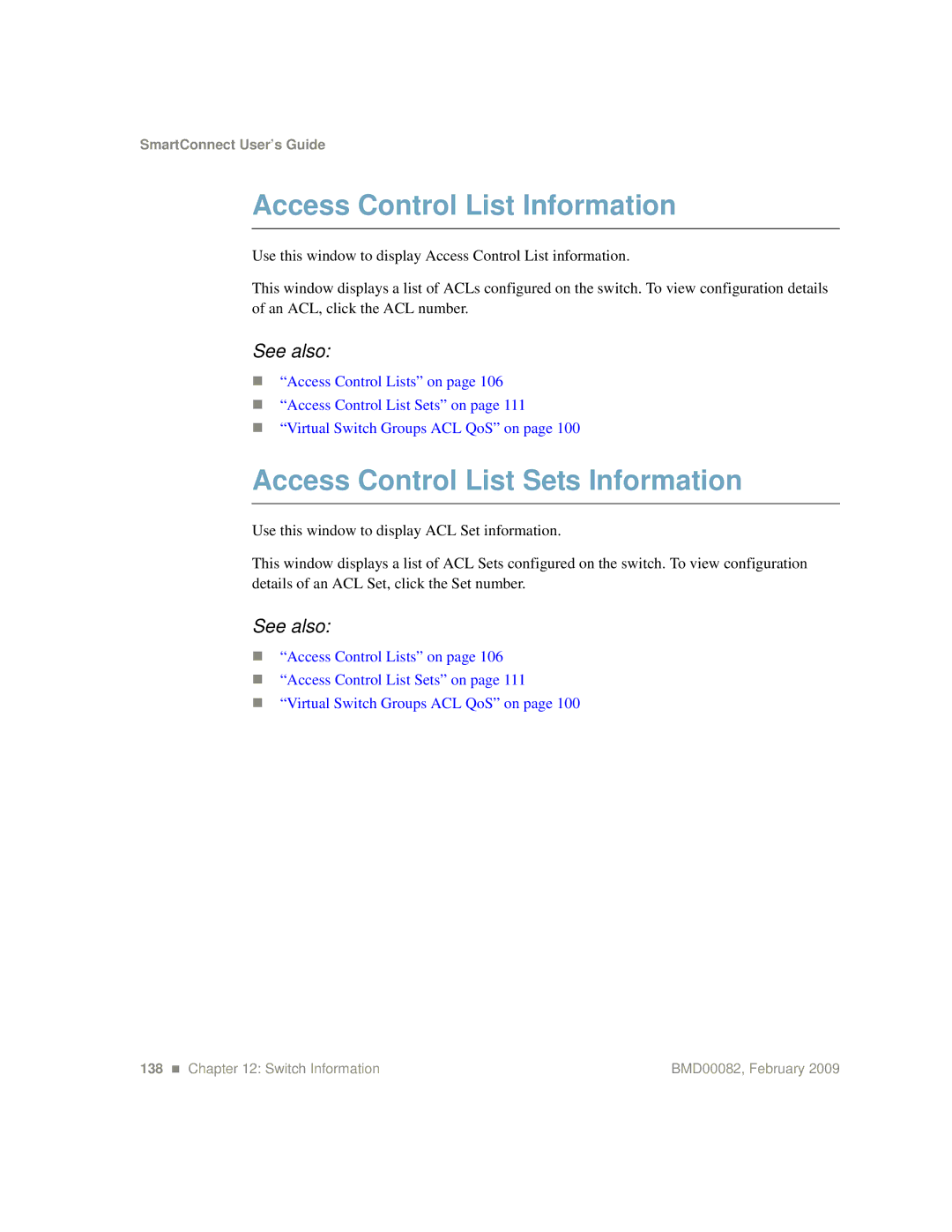 IBM Partner Pavilion BMD00082 manual Access Control List Information, Access Control List Sets Information 