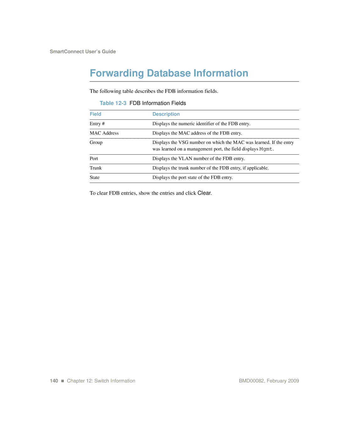 IBM Partner Pavilion BMD00082 manual Forwarding Database Information, 3FDB Information Fields 