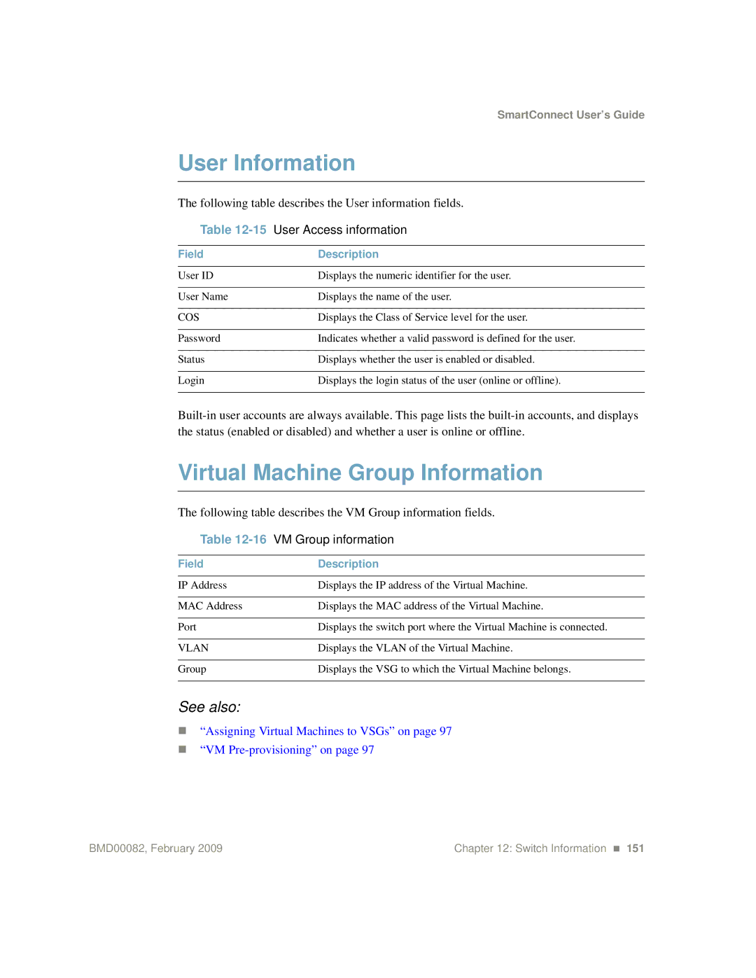 IBM Partner Pavilion BMD00082 manual User Information, Virtual Machine Group Information, User Access information 