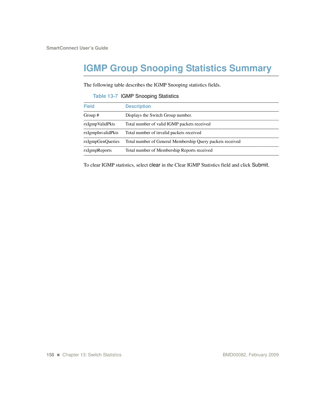 IBM Partner Pavilion BMD00082 manual Igmp Group Snooping Statistics Summary, 7IGMP Snooping Statistics 