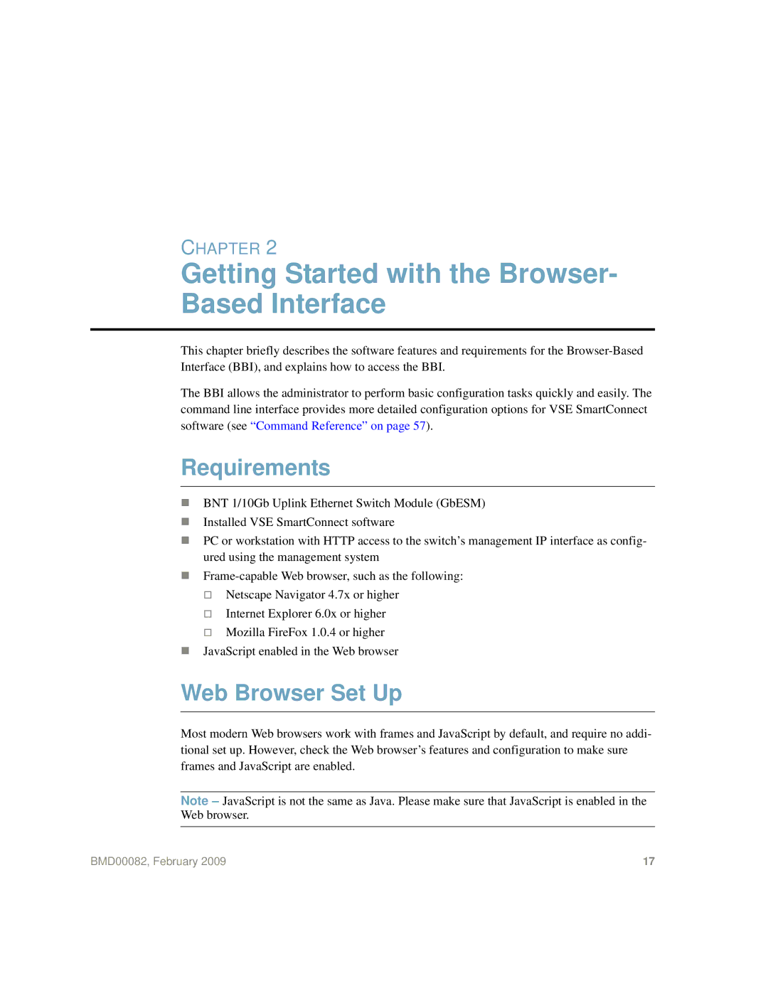 IBM Partner Pavilion BMD00082 manual Getting Started with the Browser- Based Interface, Requirements, Web Browser Set Up 