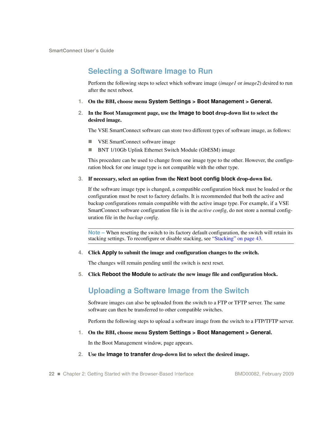 IBM Partner Pavilion BMD00082 manual Selecting a Software Image to Run, Uploading a Software Image from the Switch 