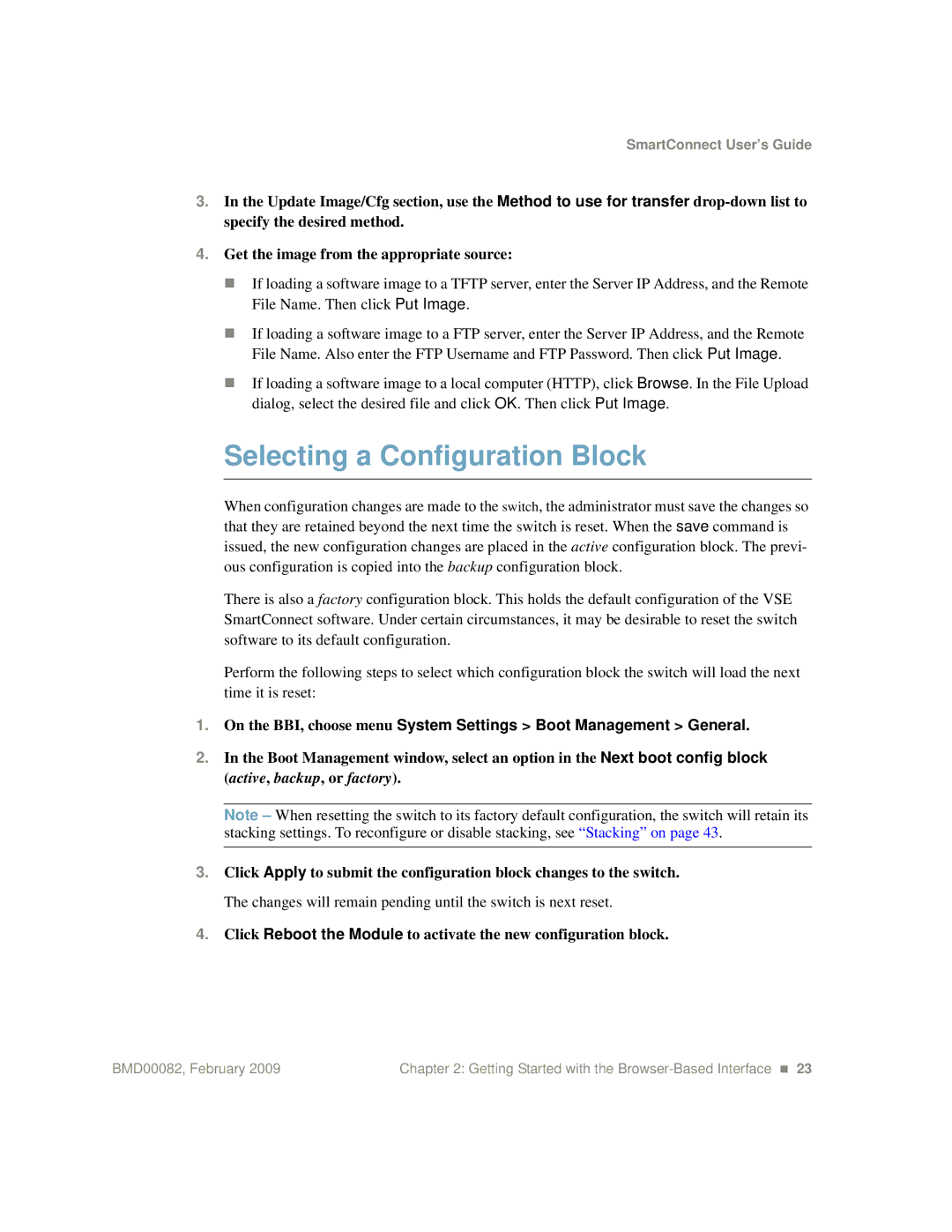 IBM Partner Pavilion BMD00082 manual Selecting a Configuration Block, Active, backup, or factory 