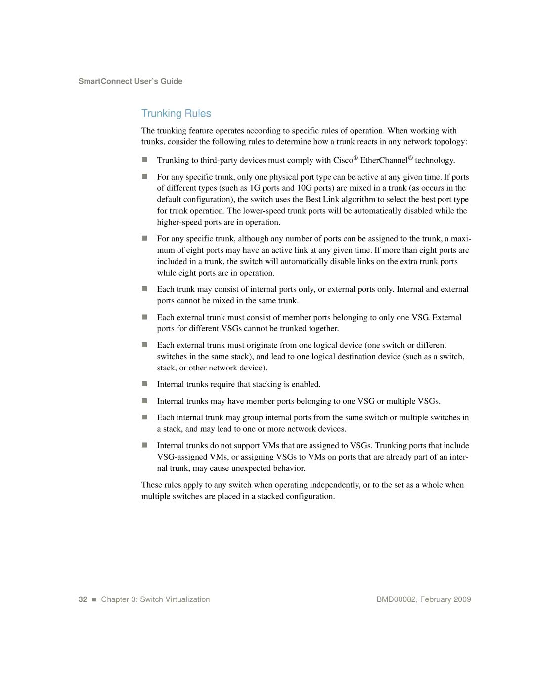 IBM Partner Pavilion BMD00082 manual Trunking Rules 