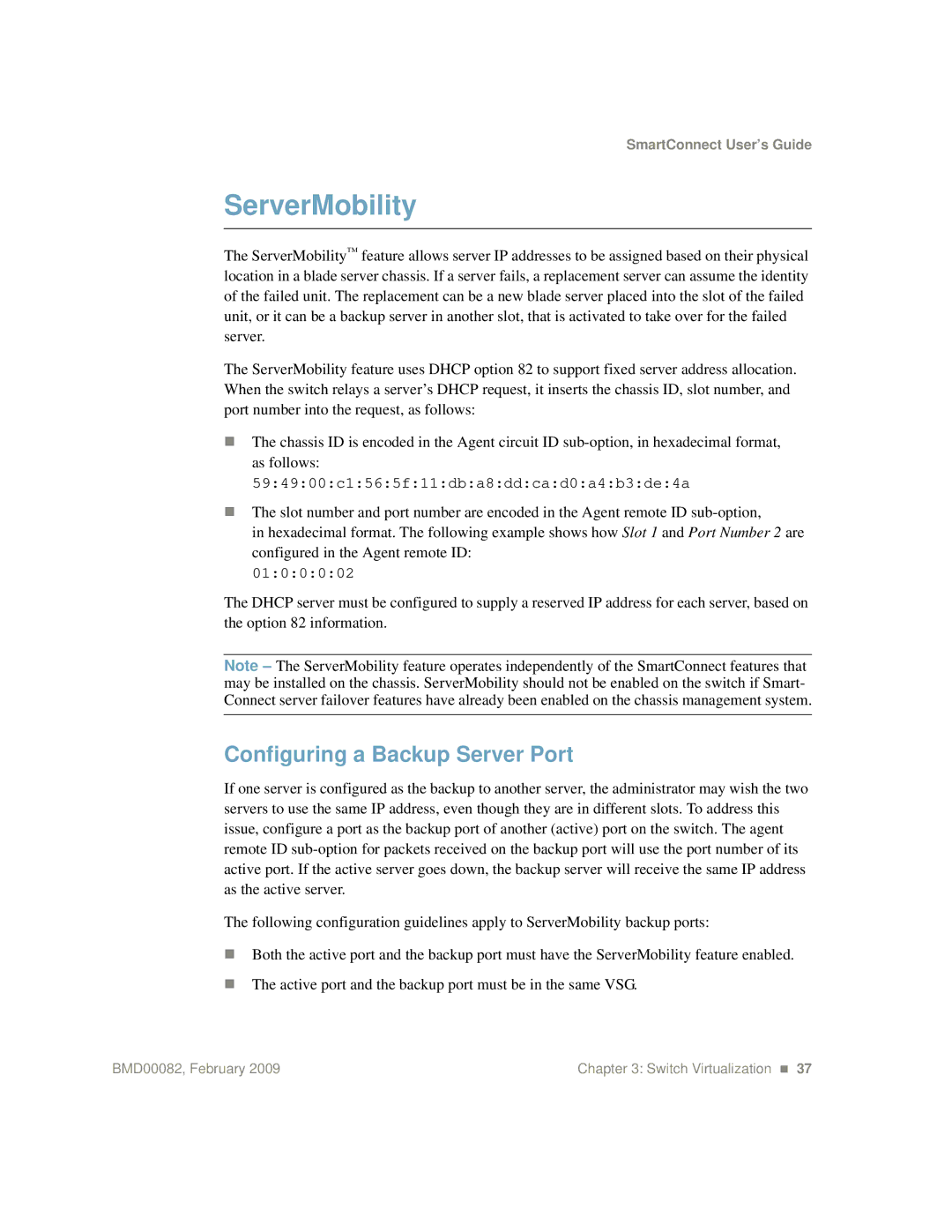 IBM Partner Pavilion BMD00082 manual ServerMobility, Configuring a Backup Server Port 