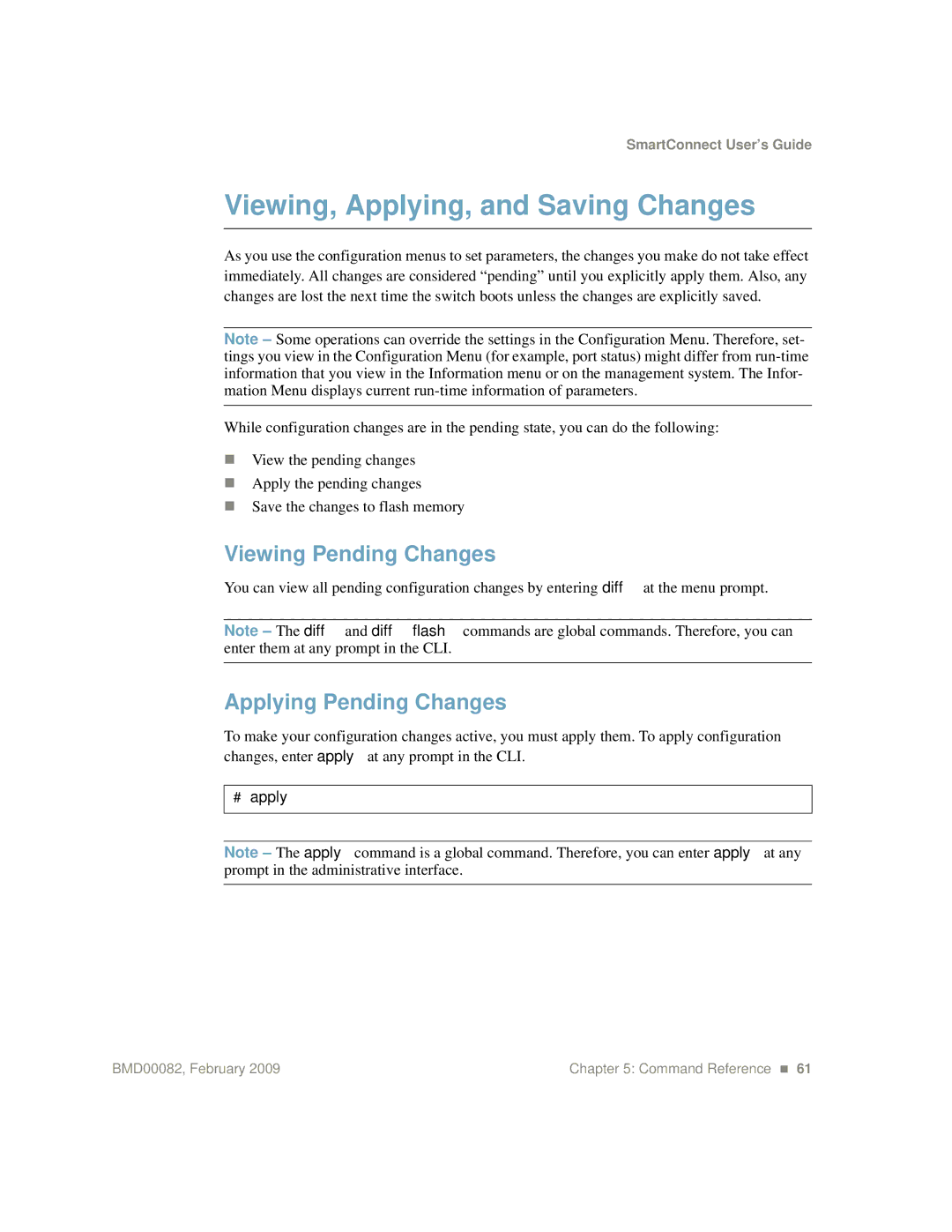 IBM Partner Pavilion BMD00082 Viewing, Applying, and Saving Changes, Viewing Pending Changes, Applying Pending Changes 