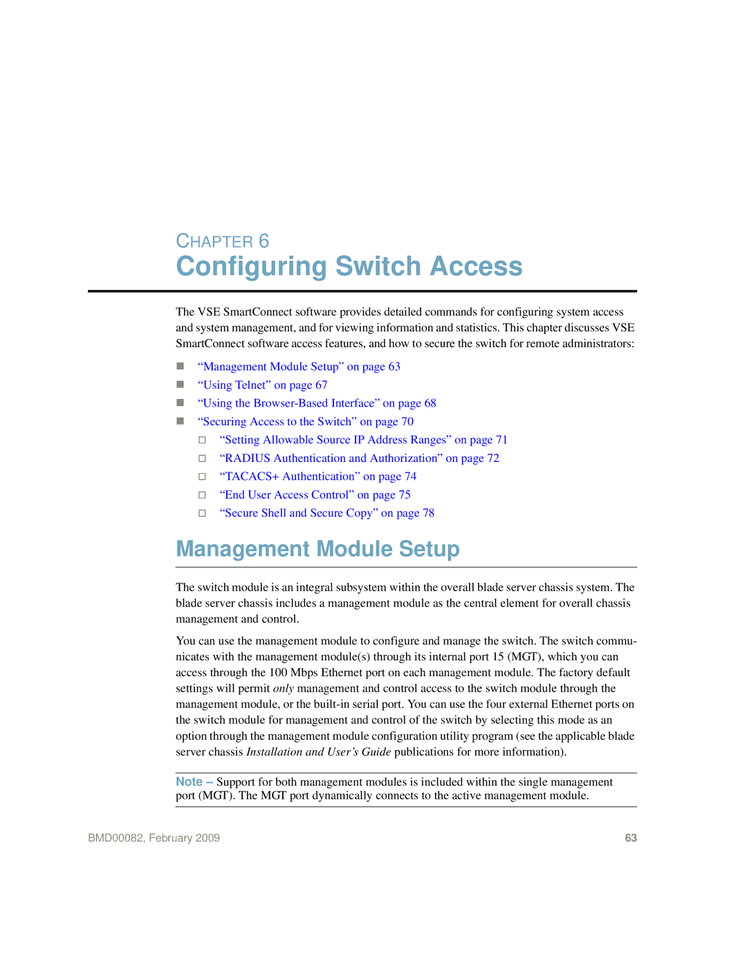 IBM Partner Pavilion BMD00082 manual Configuring Switch Access, Management Module Setup 