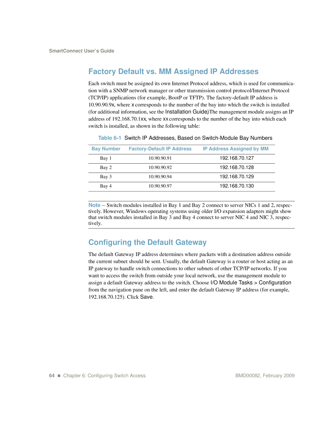 IBM Partner Pavilion BMD00082 manual Factory Default vs. MM Assigned IP Addresses, Configuring the Default Gateway 