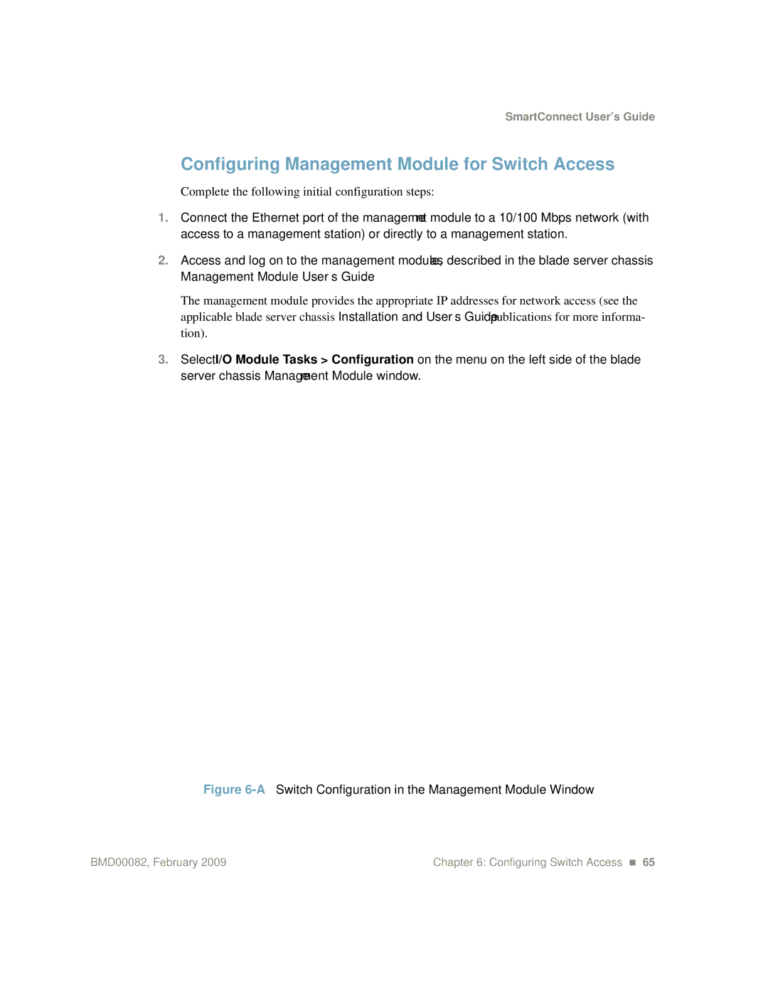 IBM Partner Pavilion BMD00082 manual Configuring Management Module for Switch Access 