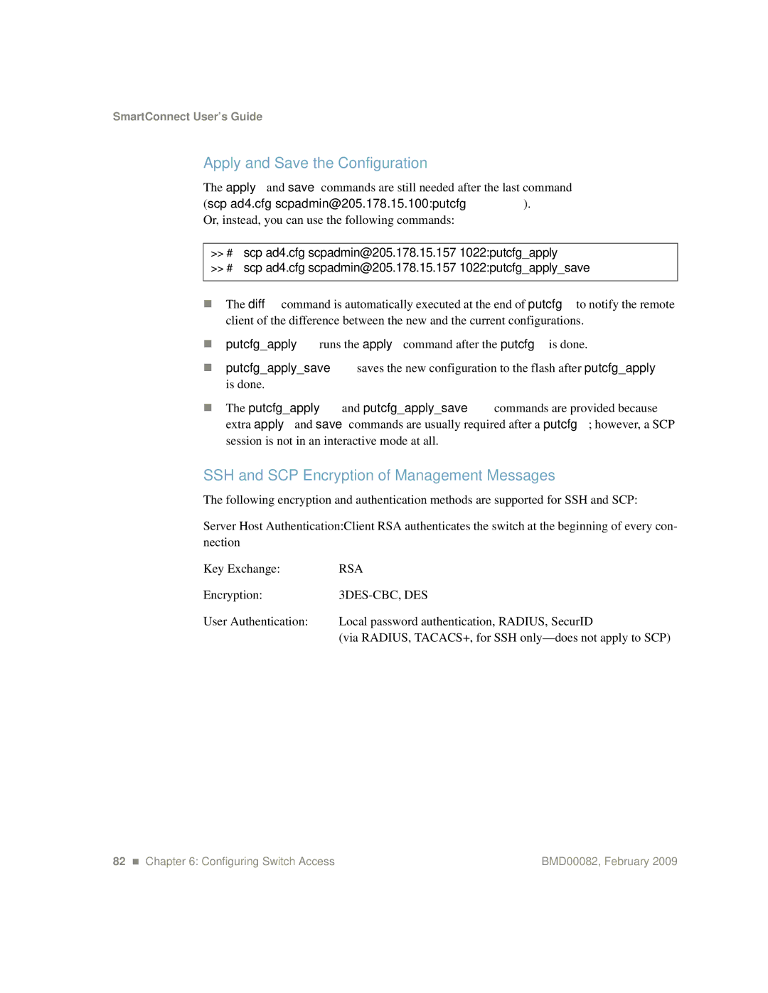 IBM Partner Pavilion BMD00082 manual Apply and Save the Configuration, SSH and SCP Encryption of Management Messages 