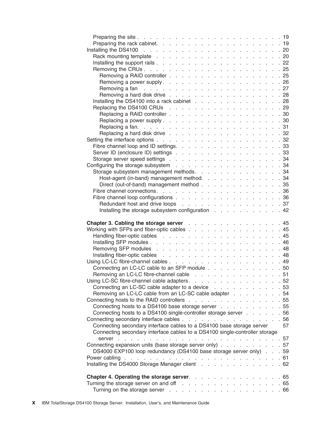 IBM Partner Pavilion DS4100 manual Cabling the storage server, Operating the storage server 