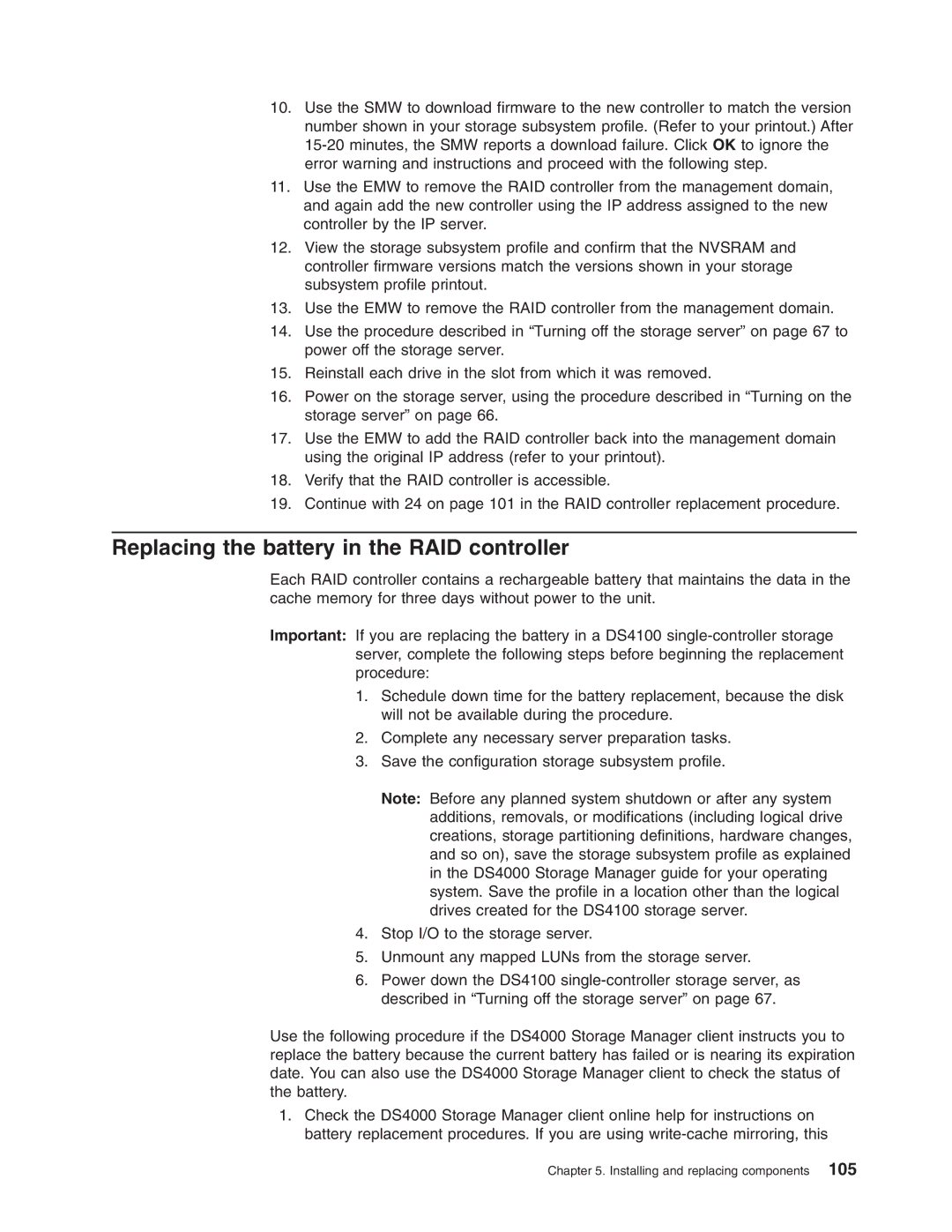 IBM Partner Pavilion DS4100 manual Replacing the battery in the RAID controller 