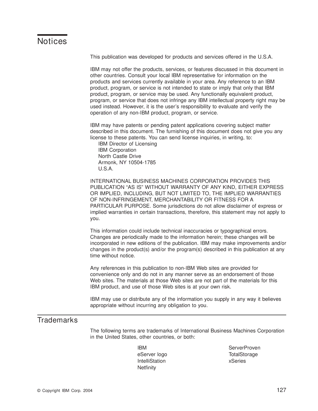 IBM Partner Pavilion DS4100 manual Trademarks, 127 