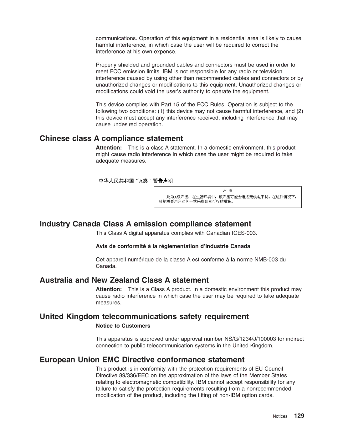 IBM Partner Pavilion DS4100 manual European Union EMC Directive conformance statement 