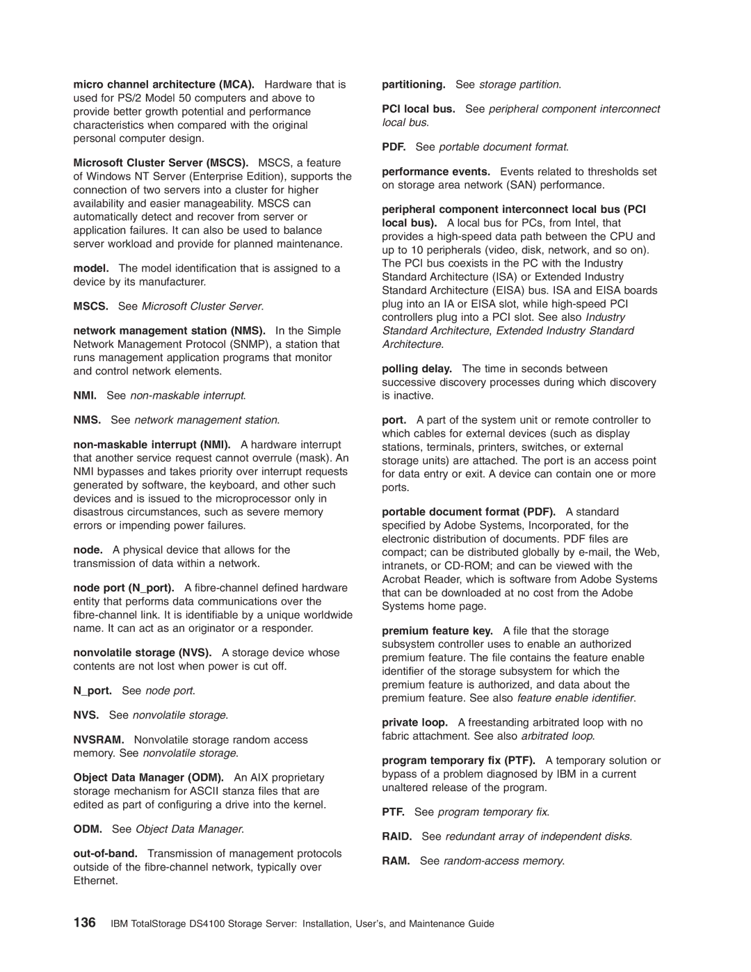 IBM Partner Pavilion DS4100 manual ODM. See Object Data Manager, Peripheral component interconnect local bus PCI 