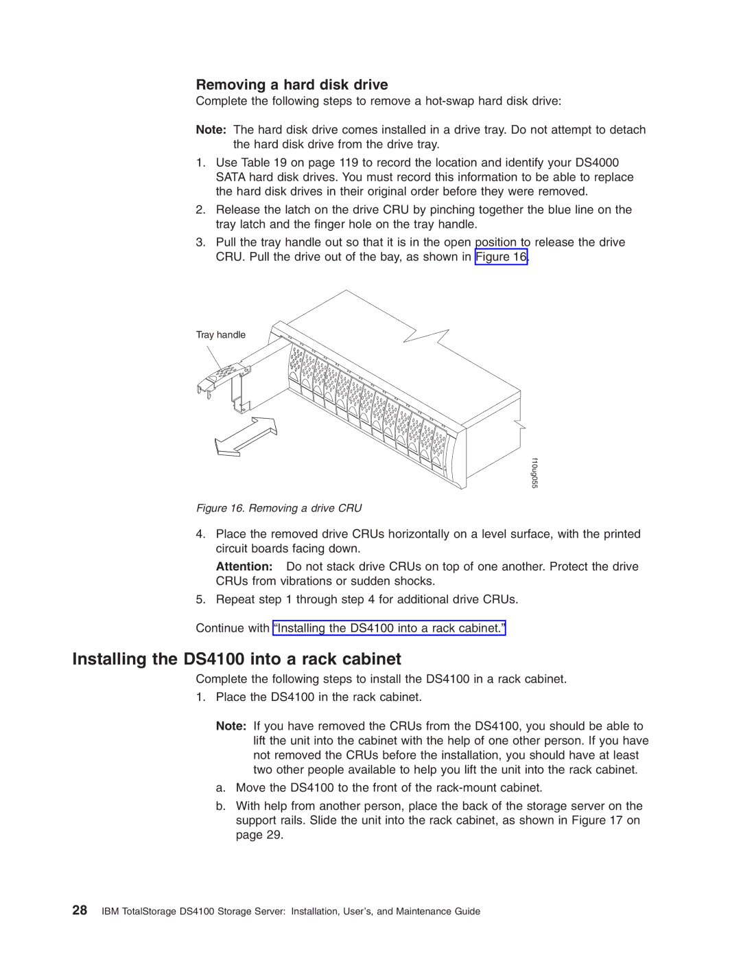 IBM Partner Pavilion manual Installing the DS4100 into a rack cabinet, Removing a hard disk drive 