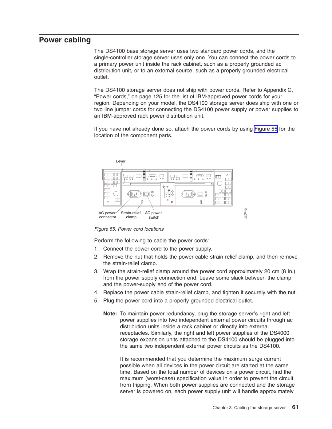 IBM Partner Pavilion DS4100 manual Power cabling, Power cord locations 