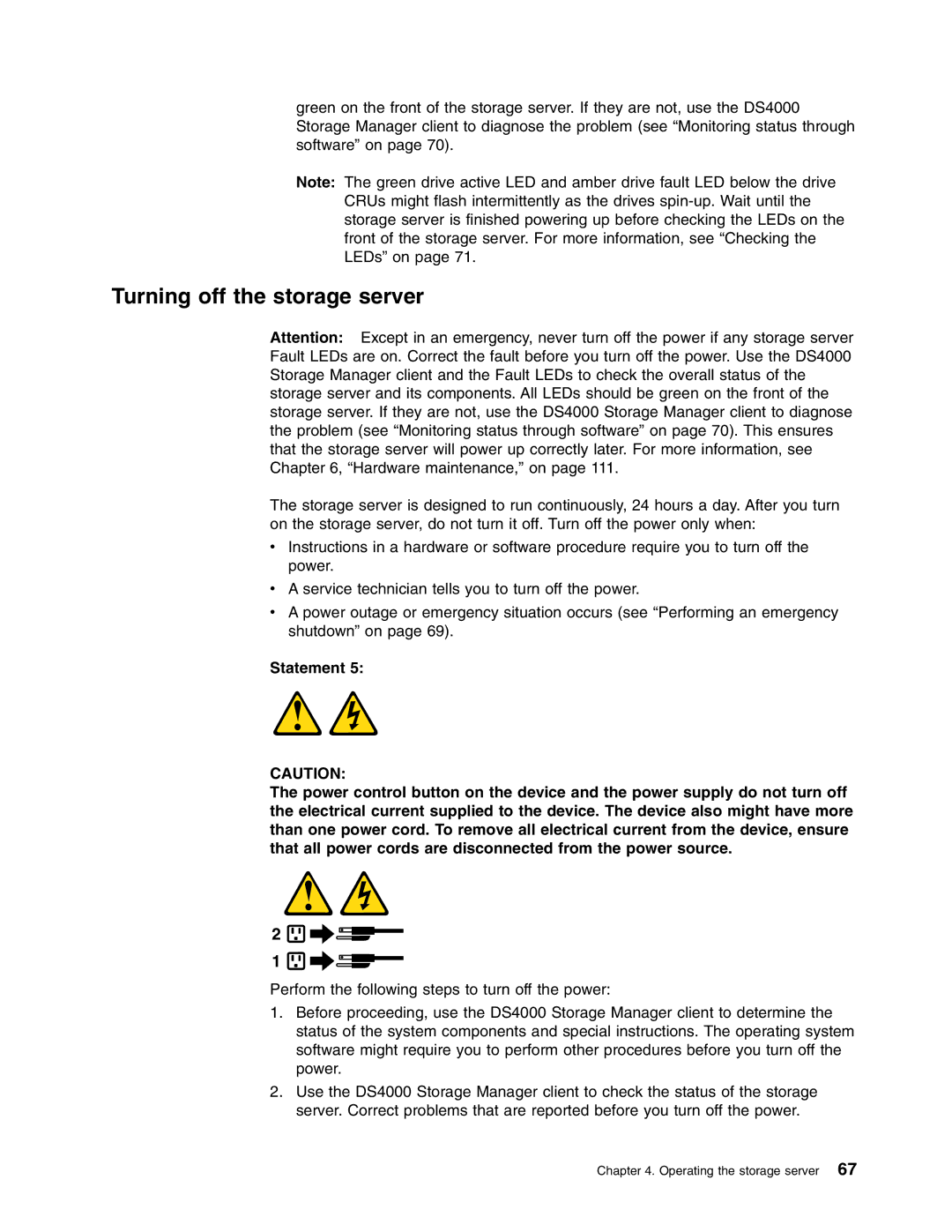 IBM Partner Pavilion DS4100 manual Turning off the storage server 