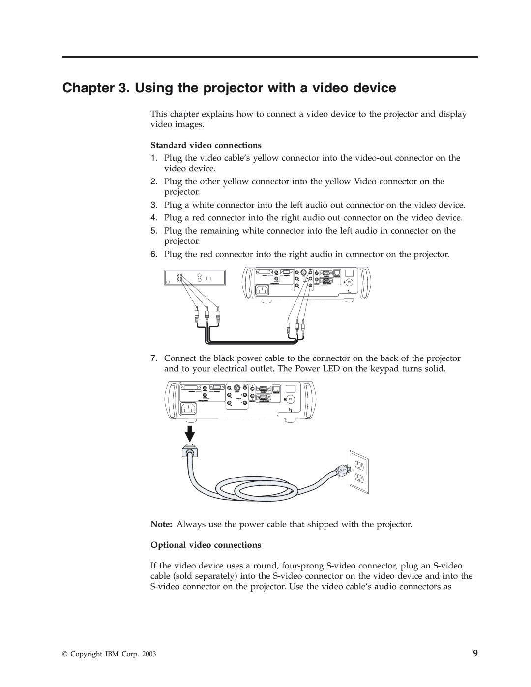 IBM Partner Pavilion iLC300 manual Using the projector with a video device, Standard video connections 