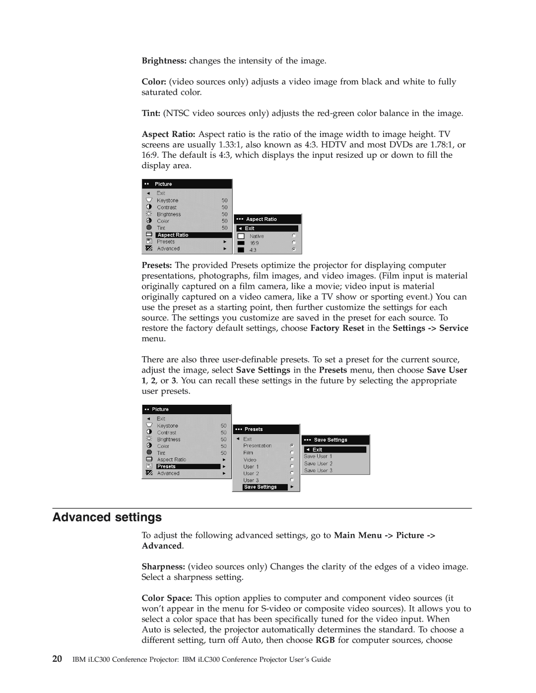 IBM Partner Pavilion iLC300 manual Advanced settings 