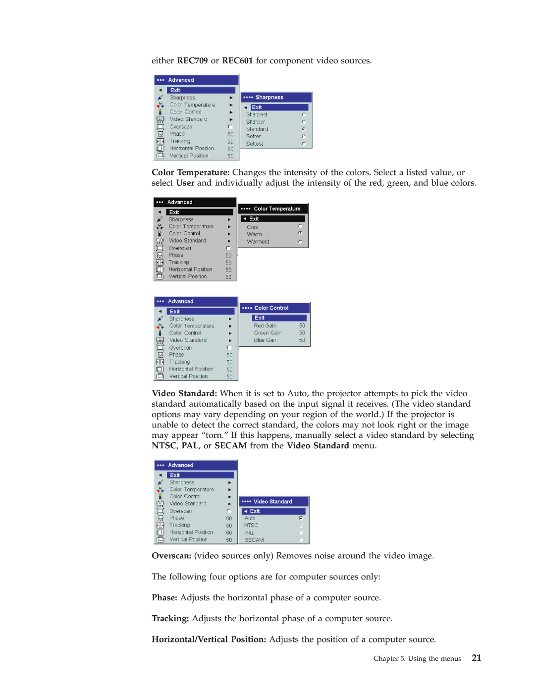 IBM Partner Pavilion iLC300 manual Using the menus 