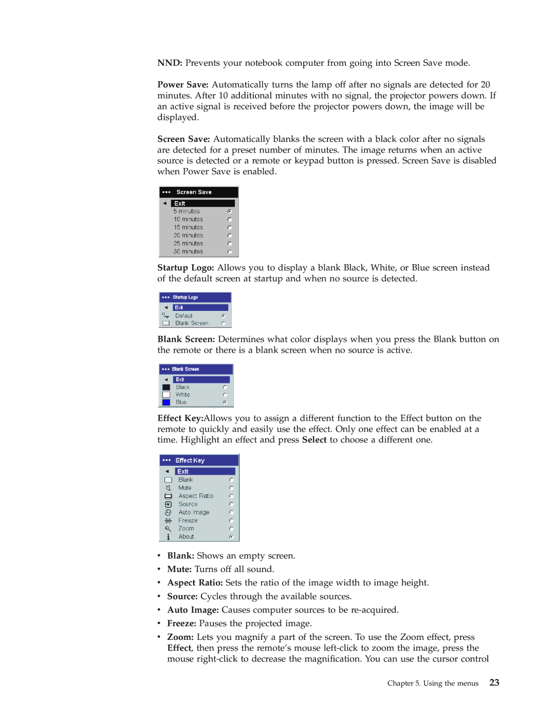 IBM Partner Pavilion iLC300 manual Using the menus 