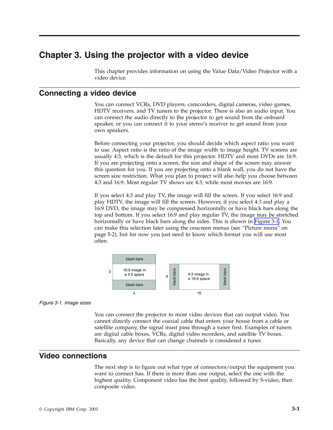 IBM Partner Pavilion iLV300 manual Using the projector with a video device, Connecting a video device, Video connections 